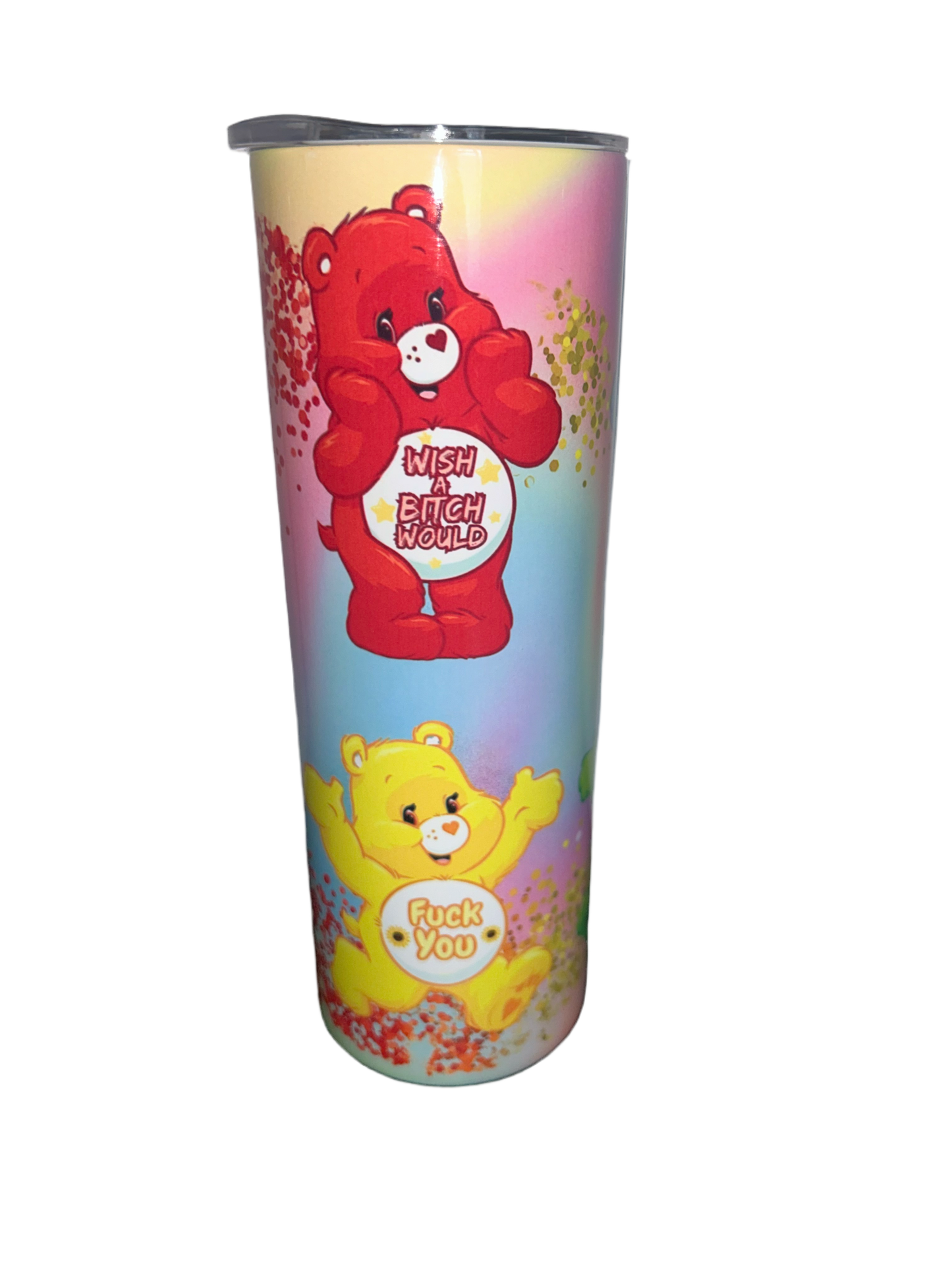 20oz Tumbler stainless steel double walled vacuum sealed with swear bear design drinking cup