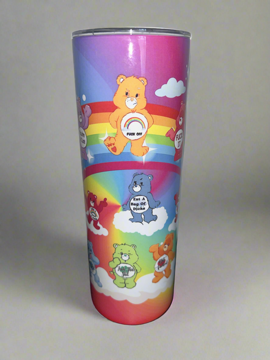 20oz Tumbler stainless steel double walled vacuum sealed with swear bear design drinking cup