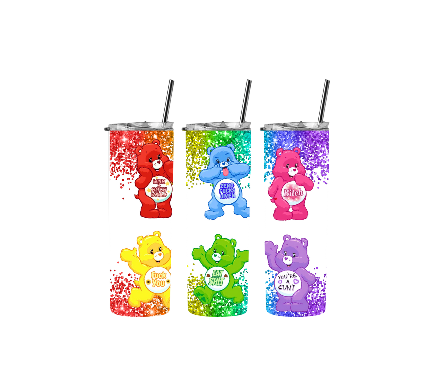 20oz Tumbler stainless steel double walled vacuum sealed with swear bear design drinking cup