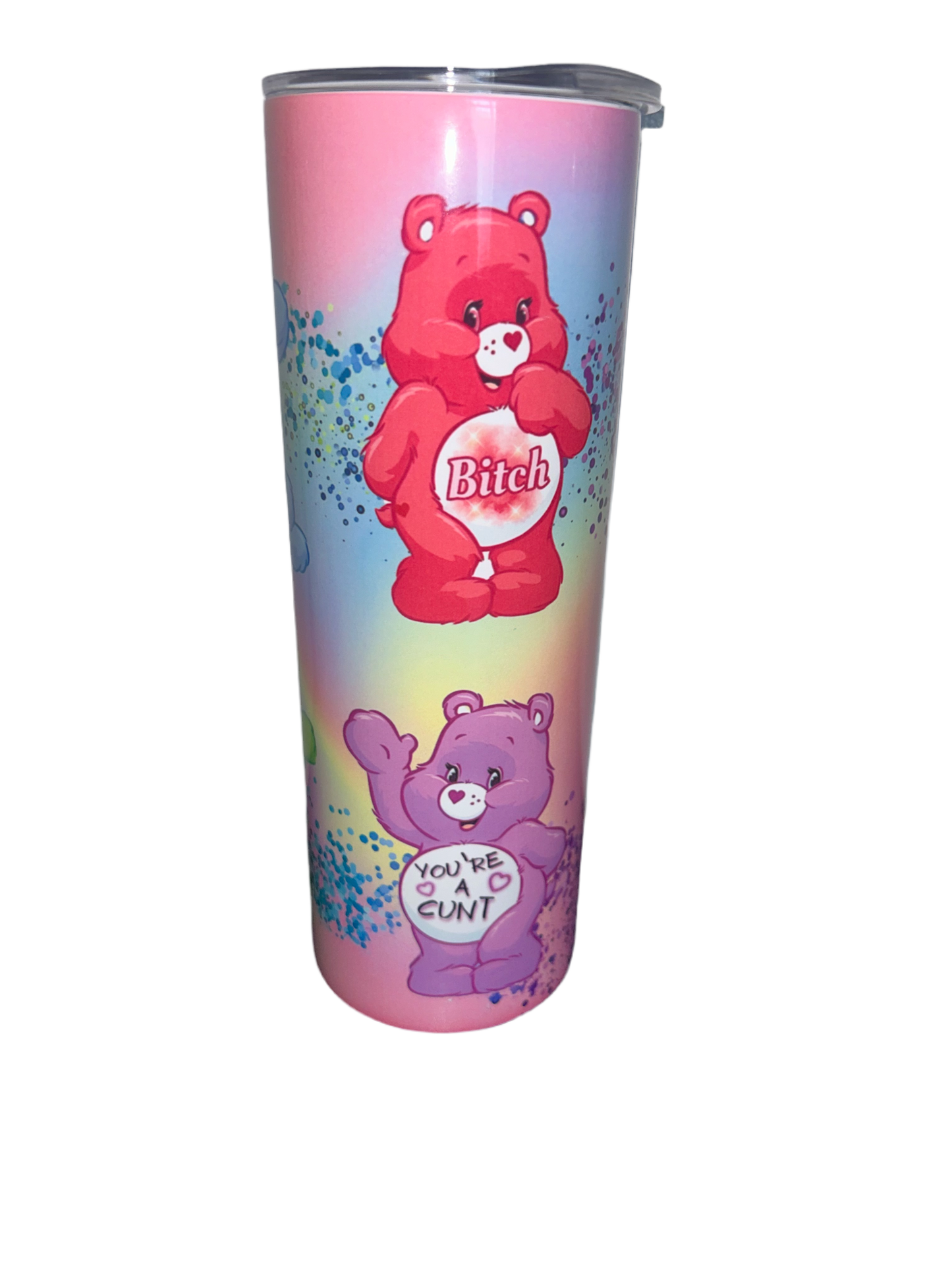 20oz Tumbler stainless steel double walled vacuum sealed with swear bear design drinking cup