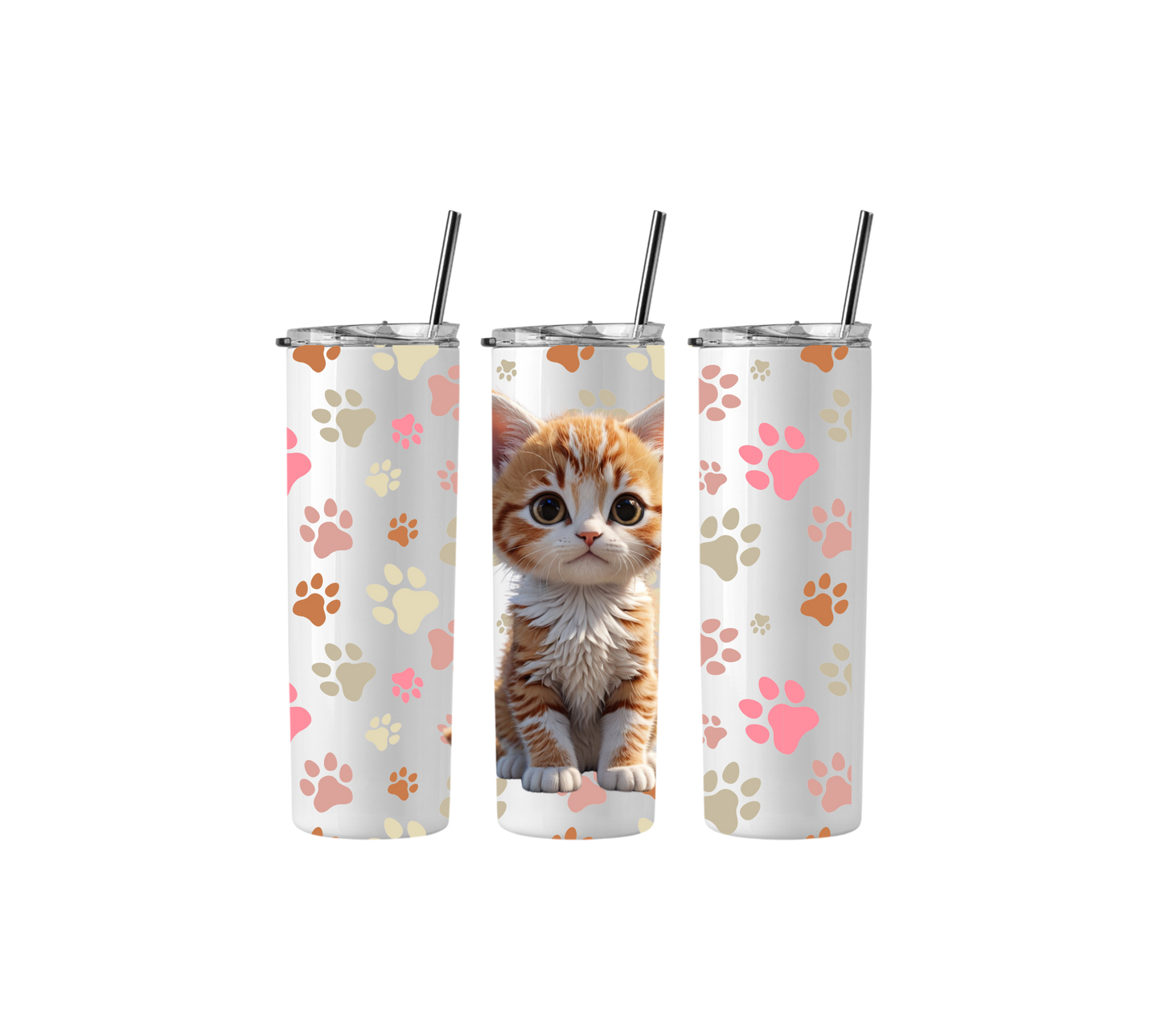 20oz Tumbler stainless steel double wall vacuum sealed with cat design