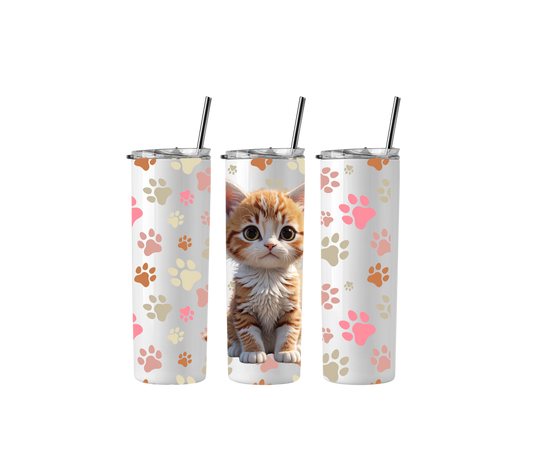 20oz Tumbler stainless steel double wall vacuum sealed with cat design